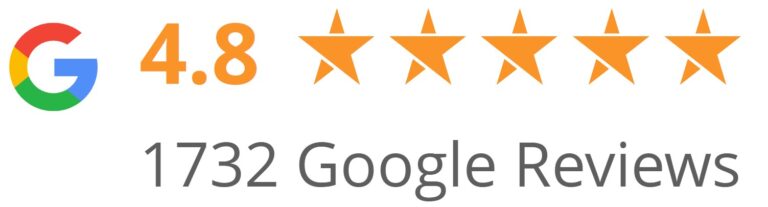Image that shows a 4.8 out of 5 stars Google rating with a total of 1732 reviews