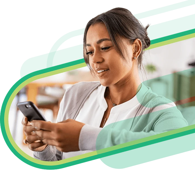 Woman on her phone smiling