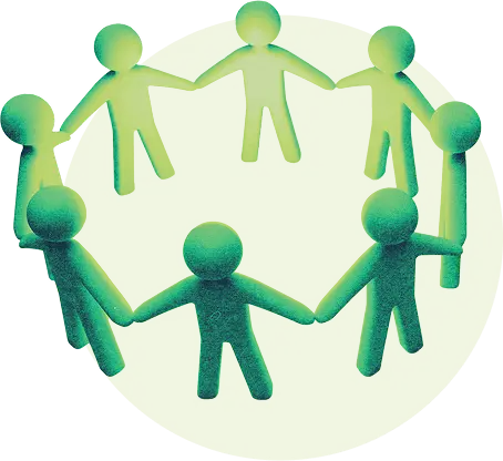 Illustration of people holding hands in a circle